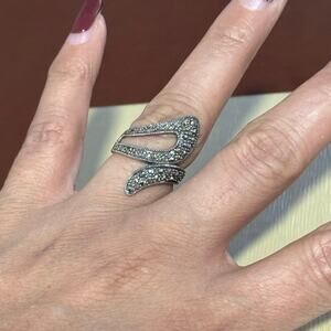 Sterling Silver Art Deco Style Ring With Intricate Design Marcasite Stones sz 7